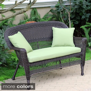 Wicker Espresso Finish Patio Loveseat with Cushion and Pillows