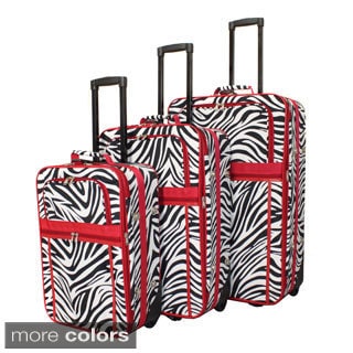World Traveler Designer Zebra Prints 3-piece Expandable Luggage Set