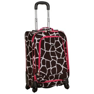 Rockland Deluxe Pink Giraffe 20-inch Expandable Carry-on Spinner Upright Suitcase