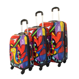 Art Inspired Music Instruments 3-piece Lightweight Hardside Spinner Upright Luggage Set