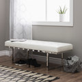 Andalucía White and Stainless Steel Modern Leather Button-tufted Bench