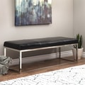 Manhattan Black and Stainless Steel Modern Leather Bench