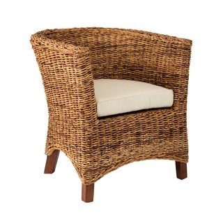 Meticulously Woven Abaca Accent Chair with Cushion