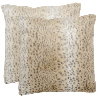 Safavieh 18-inch Faux Snow Leopard Decorative Pillows (Set of 2)