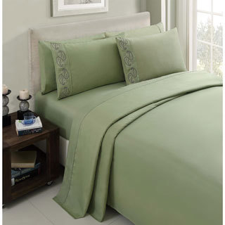 Brighton Embroidered Solid 6-piece Sheet Set