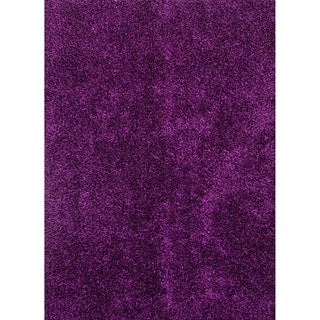 Hand-woven Shags Solid Pattern Purple Rug (2' x 3')