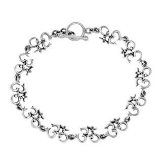 Elaborate Aum or Ohm Symbol Link .925 Silver Bracelet (Thailand)