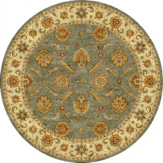 Hand-tufted Traditional Oriental Pattern Green Rug (8' Round)