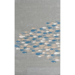 Hand-tufted Transitional Animal Print Pattern Blue Rug (8' x 11')