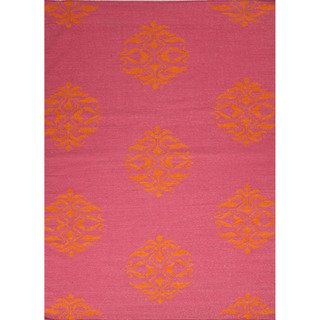 Handmade Flat Weave Moroccan Pattern Pink/ Purple Rug (5' x 8')