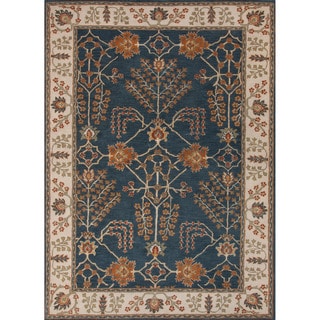 Hand-tufted Transitional arts/ Crafts Pattern Blue Rug (2' x 3')