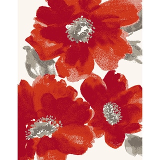 Eternity Floral Ivory Red Rug (5'3 x 7'7)