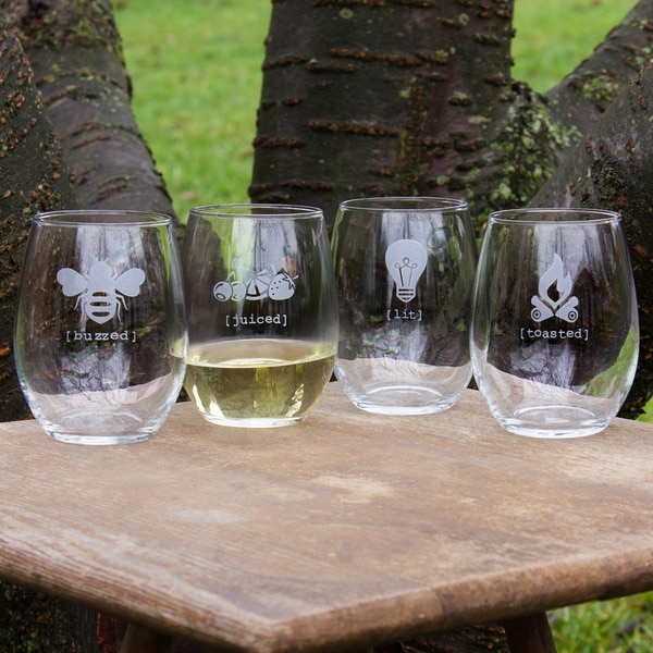 Tipsy Collection Stemless Wine Glasses (Set of 4)