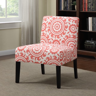 slide 1 of 1, Highland Alcott Pink Coral Medallion Armless Accent Chair