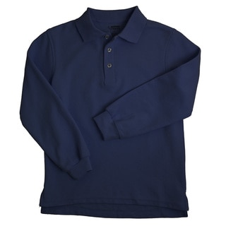 French Toast Children's 4-20 Long Sleeve Pique Navy Polo Shirt