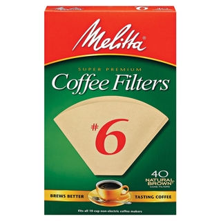 Melitta 626412 #6 Natural Brown Paper Cone Coffee Filters- 40 Count
