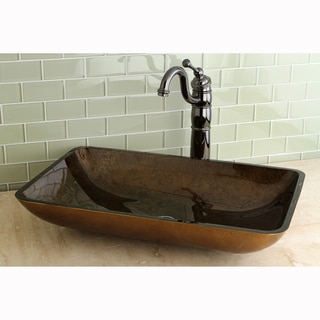Rectangle Copper Tempered Glass Vessel Sink