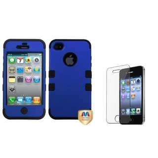 INSTEN Dark Blue Phone Case Cover/ Screen Protector for Apple iPhone 4/ 4S