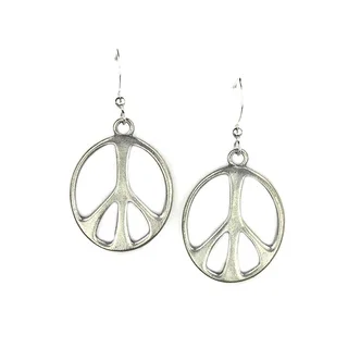 Jewelry by Dawn Antique Silver Pewter Peace Sign Earrings