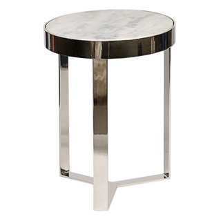 Contemporary Metal Side Table with Stone Top