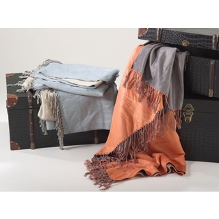 Rayon from Bamboo Reversible Fringe Throw Blanket