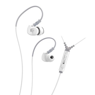 MEE Audio Over-the-Ear White M6P Memory Wire In-ear Headphones with Microphone, Remote, and Universal Volume Control
