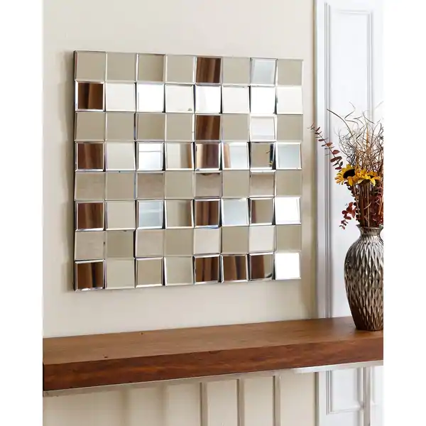 Abbyson Isabella Modern Silver Square Wall Mirror