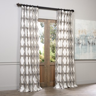 Exclusive Fabrics Sarong Grey Printed Cotton Pole Pocket Curtain Panel