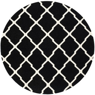 Safavieh Handwoven Moroccan Reversible Dhurrie Black Wool Area Rug (6' Round)
