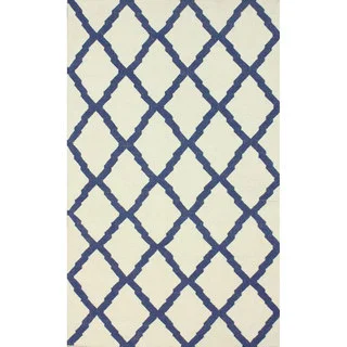 nuLOOM Hand-Hooked Moroccan Trellis Flatweave Ivory Wool Rug (5' x 8')