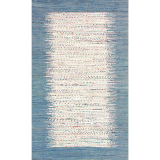 nuLOOM Handmade Abstract Border Flatweave Cotton Rug (4' x 6')