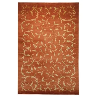 Safavieh Hand-knotted Tibetan Scrolling Vines Rust/ Gold Wool/ Silk Rug (6' x 9')