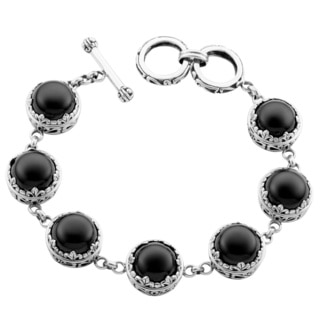 Sterling Silver 'Cawi' Black Onyx Toggle Bracelet (Indonesia)