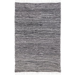 Black Reversible Chenille Flat Weave Area Rug (4' x 6')