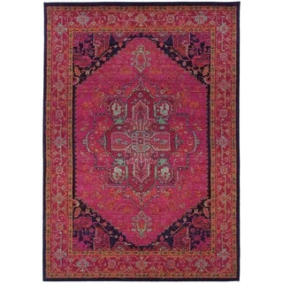 Updated Traditional Pink/ Blue Rug (5'3 x 7'6)