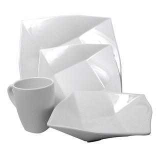White Melamine 4-piece Square Dinnerware Set