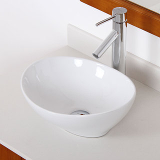 Elite High Temperature Ceramic Oval Bathroom Sink/ Faucet Combo 80892659C