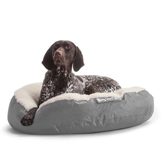 DogSack Big Joe Round Steel Grey Small / Med Microfiber and Sherpa Pet Bed