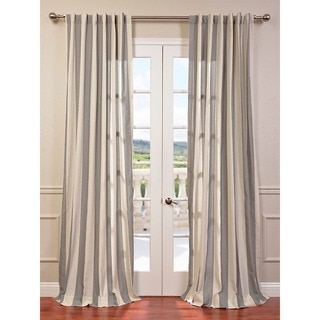 Exclusive Fabrics Bermuda Grey Linen Blend Stripe Curtain Panel