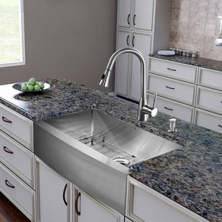 Vigo All-in-One 36-inch Farmhouse Stainless Steel Kitchen Sink and Faucet Set