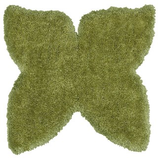 LNR Home Senses Green Butterfly Shaped Shag Rug (5' x 5')