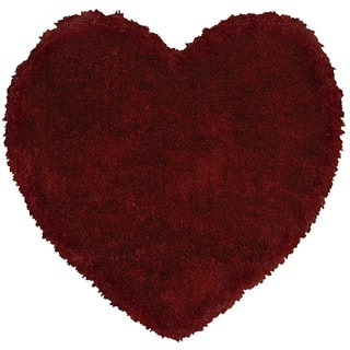 LNR Home Senses Red Heart Shaped Shag Rug (4' x 4')