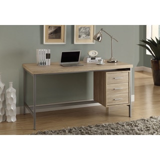 Silver Metal and Natural Reclaimed-look 60-inch Long Office Desk