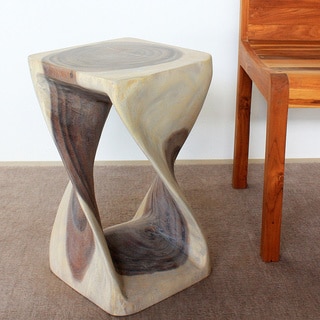 Agate Grey Oil 12 Inches Square x 20 Inches High Twist Stool (Thailand)