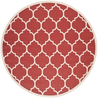 Safavieh Courtyard Moroccan Pattern Red/ Bone Indoor/ Outdoor Rug (7'10 Round)