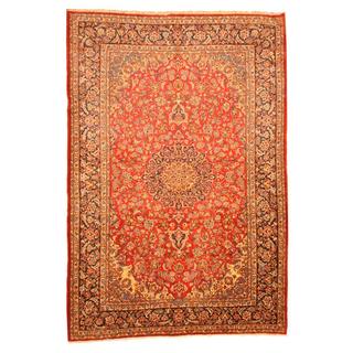 Herat Oriental Persian Hand-knotted Isfahan Red/ Navy Wool Rug (9'5 x 14')