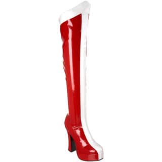 Funtasma Women's 'Electra-2090' Red/ White Patent Leather Thigh-high Boots