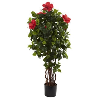 Nearly Natural 4-foot Hibiscus Tree Decorative Plant