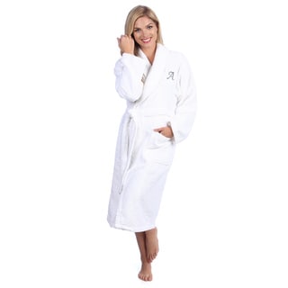 Authentic Hotel and Spa Unisex Turkish Cotton Terry Bath Robe with single letter Grey Monogram