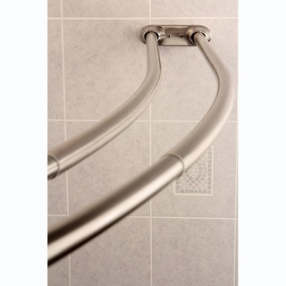 Curved Adjustable Double Shower Satin Nickel Curtain Rod